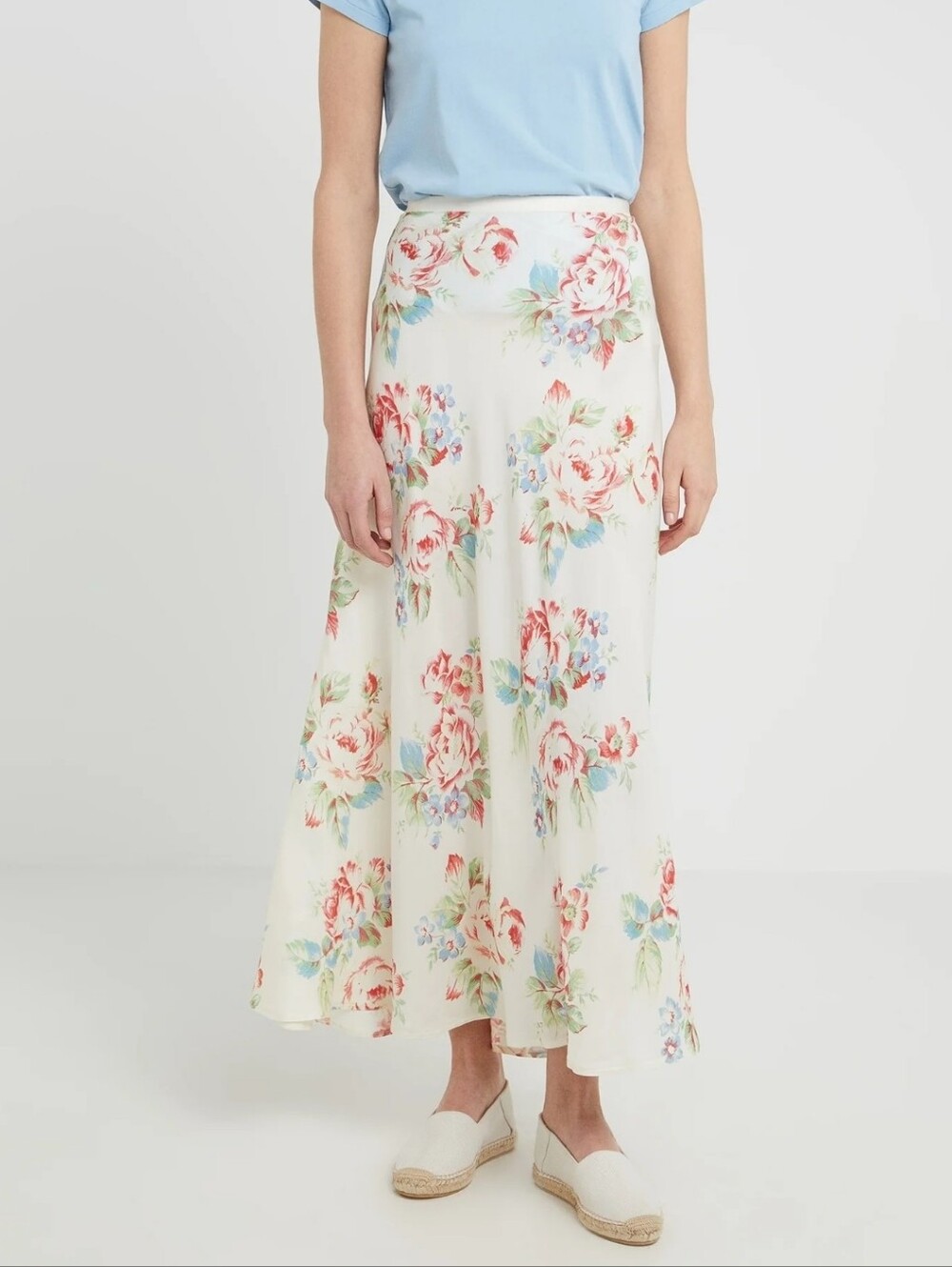 Polo Ralph Lauren Rose Floral A-line Maxi Skirt Size 0 Romantic Feminine Preppy